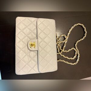 CHANEL 1990s Vintage WHITE Classic Quilted Lambskin Flap Bag 24k Gold Hardware